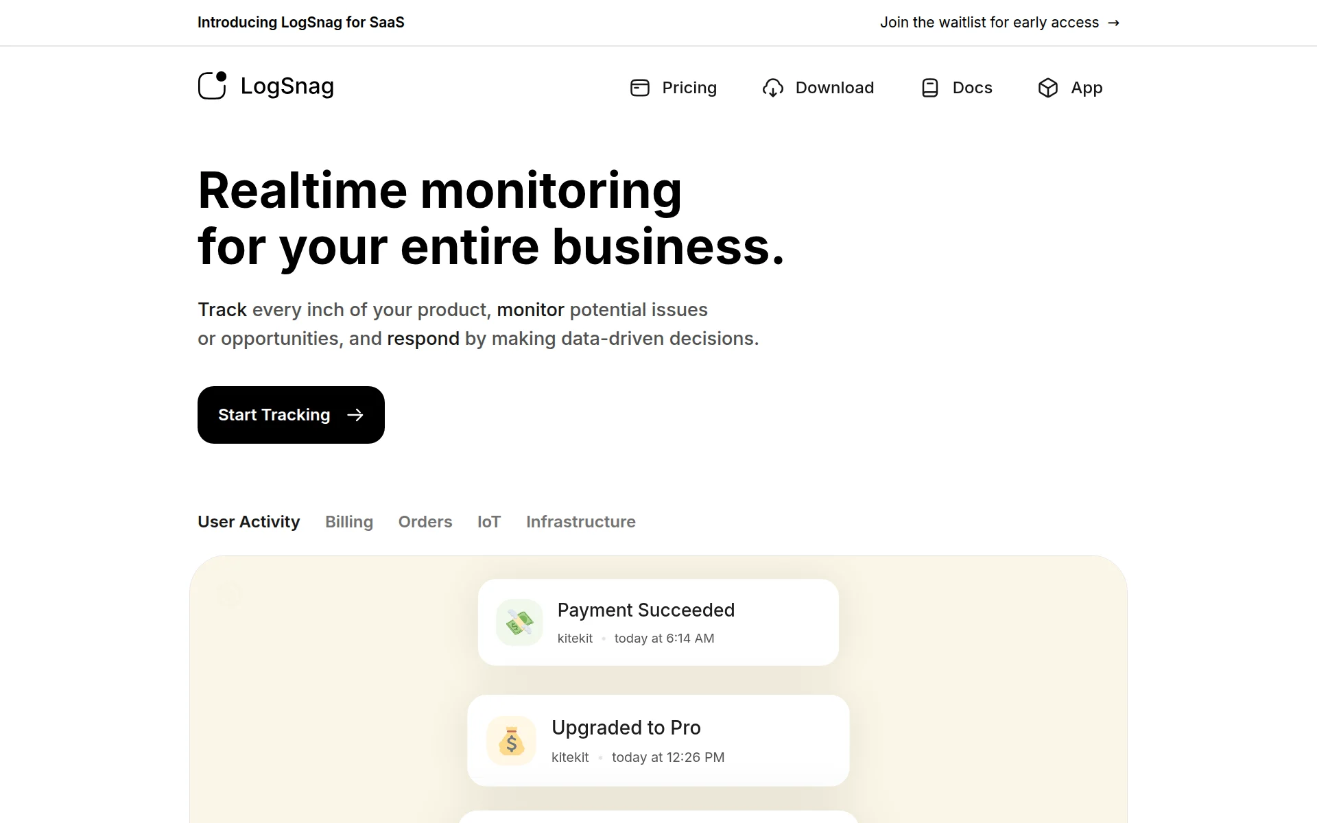 LogSnag screenshot