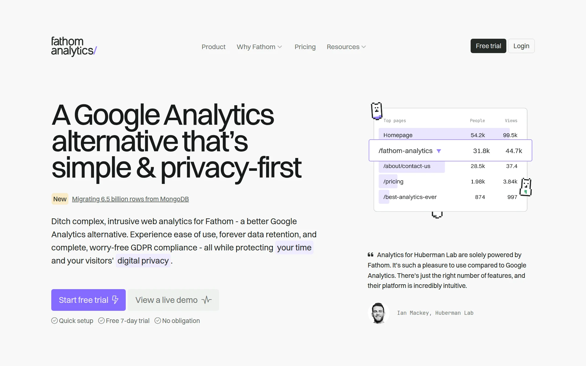 Fathom Analytics screenshot
